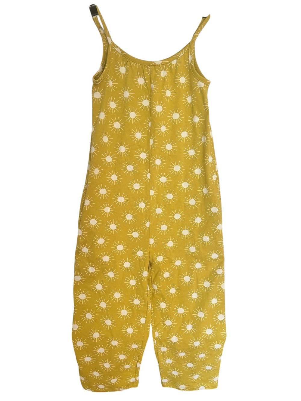 Hanna Andersson Yellow Sun Print Cotton Kids Adjustable Strap Jumpsuit